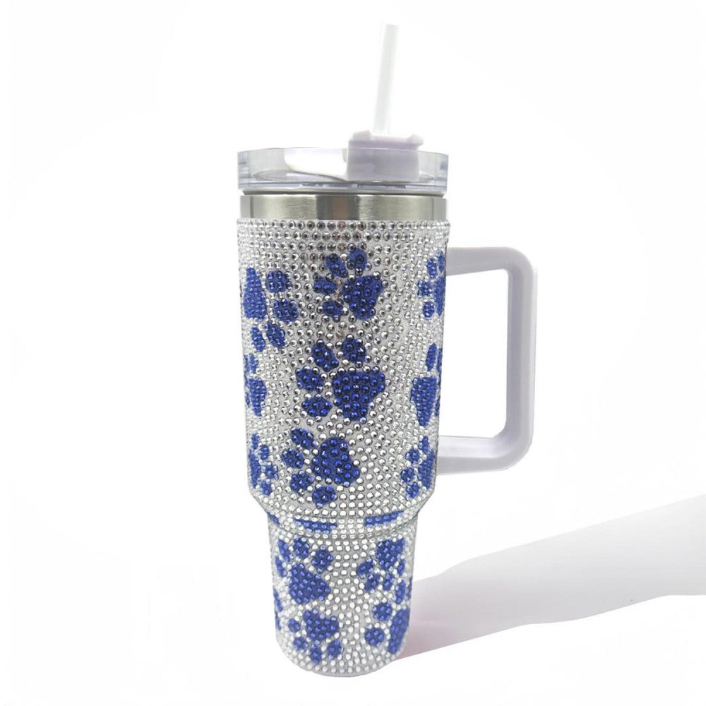 Rhinestone Paw Print 40oz Tumbler - 3 Color Options!