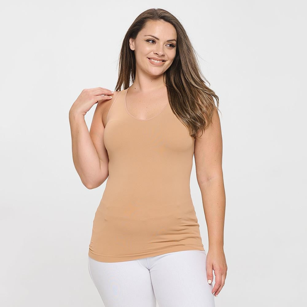 Plus Size Yelete V or U Neckline Reversible Seamless Tank - 40 Color Options!