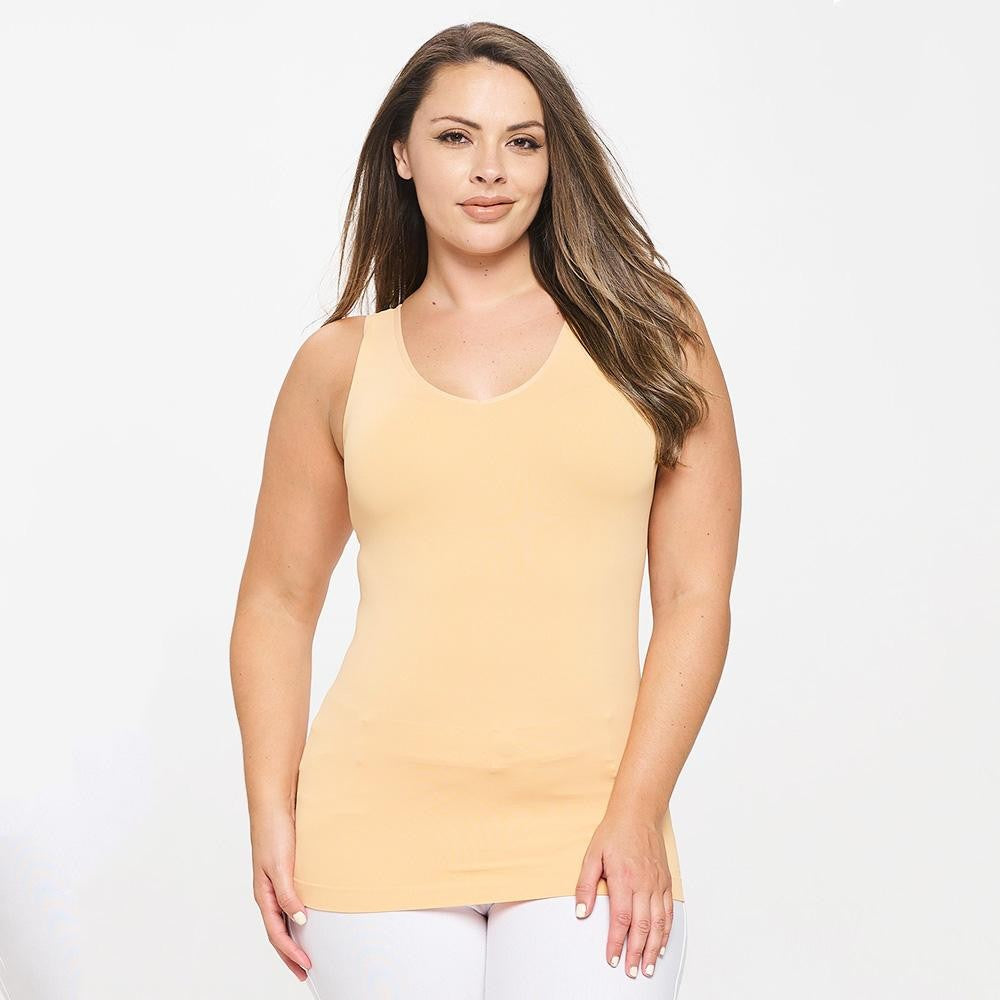 Plus Size Yelete V or U Neckline Reversible Seamless Tank - 40 Color Options!