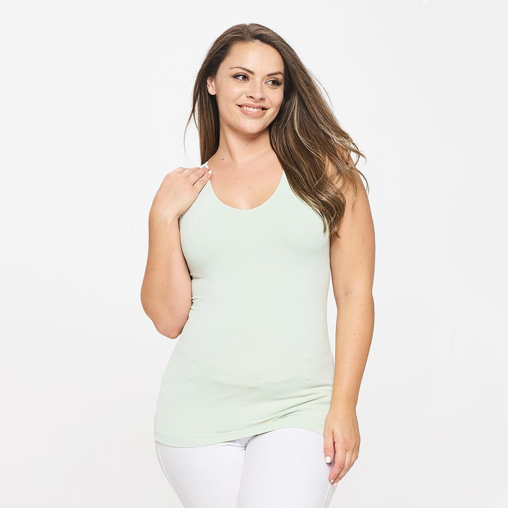 Plus Size Yelete V or U Neckline Reversible Seamless Tank - 40 Color Options!