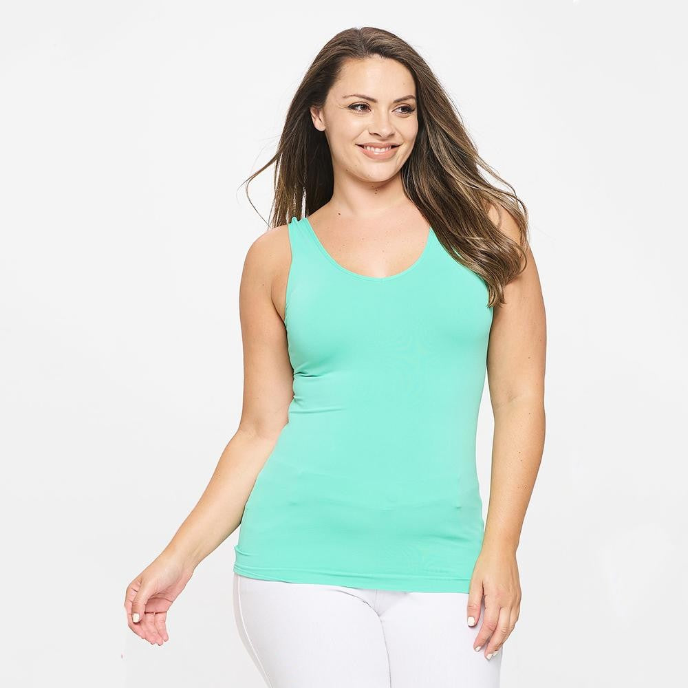 Plus Size Yelete V or U Neckline Reversible Seamless Tank - 40 Color Options!