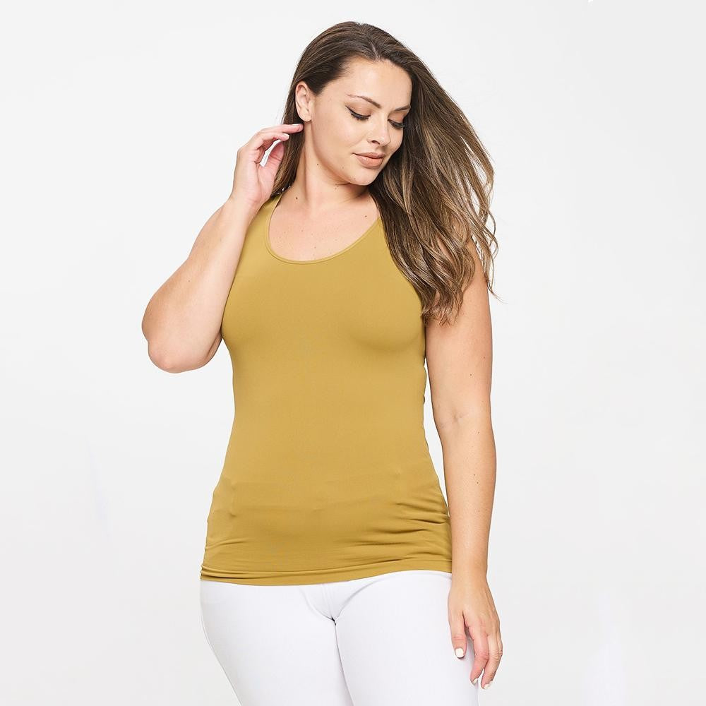 Plus Size Yelete V or U Neckline Reversible Seamless Tank - 40 Color Options!