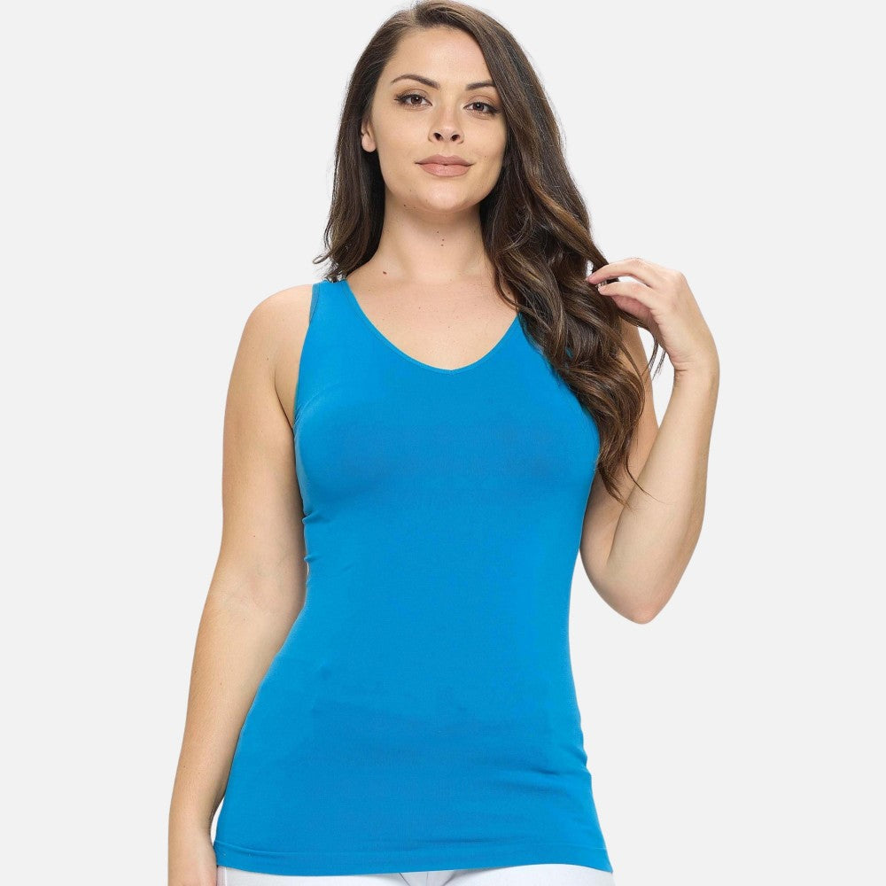 Plus Size Yelete V or U Neckline Reversible Seamless Tank - 40 Color Options!