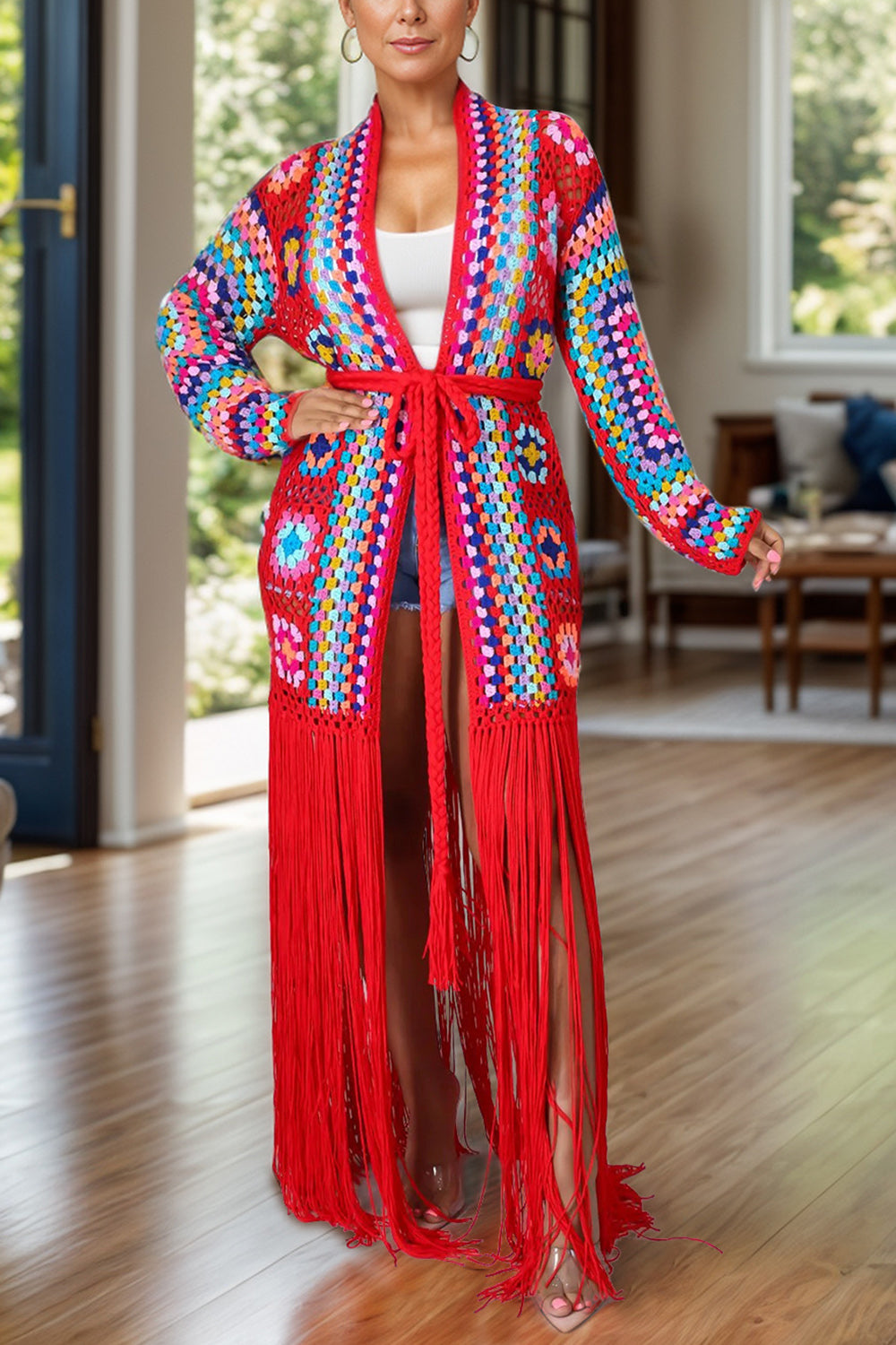 Fringe Tied Long Sleeve Cardigan - 5 Colors!