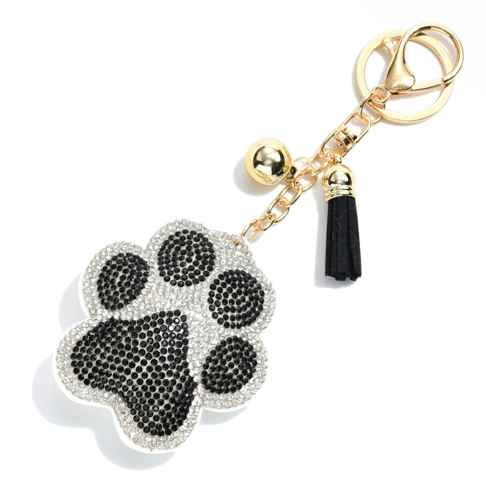 Rhinestone Paw Print Keychain.