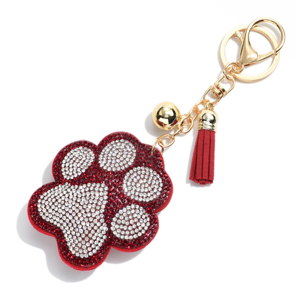 Rhinestone Paw Print Keychain.