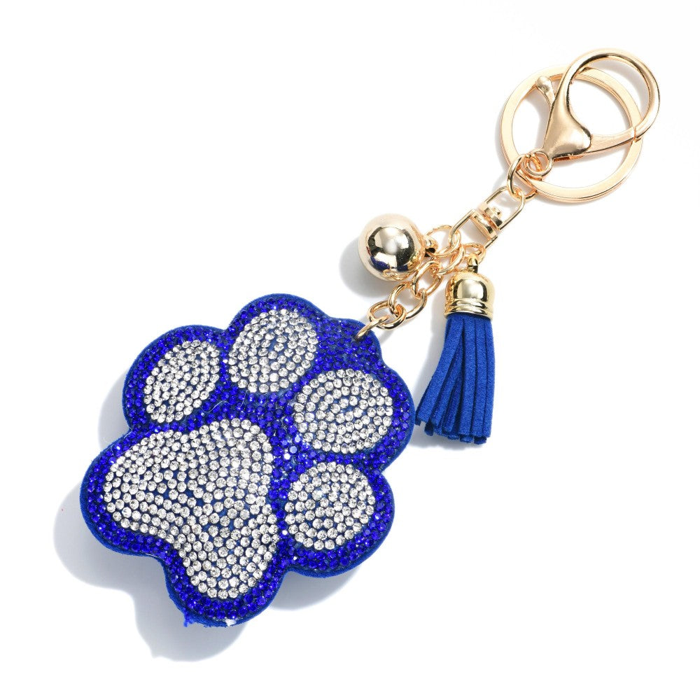Rhinestone Paw Print Keychain.