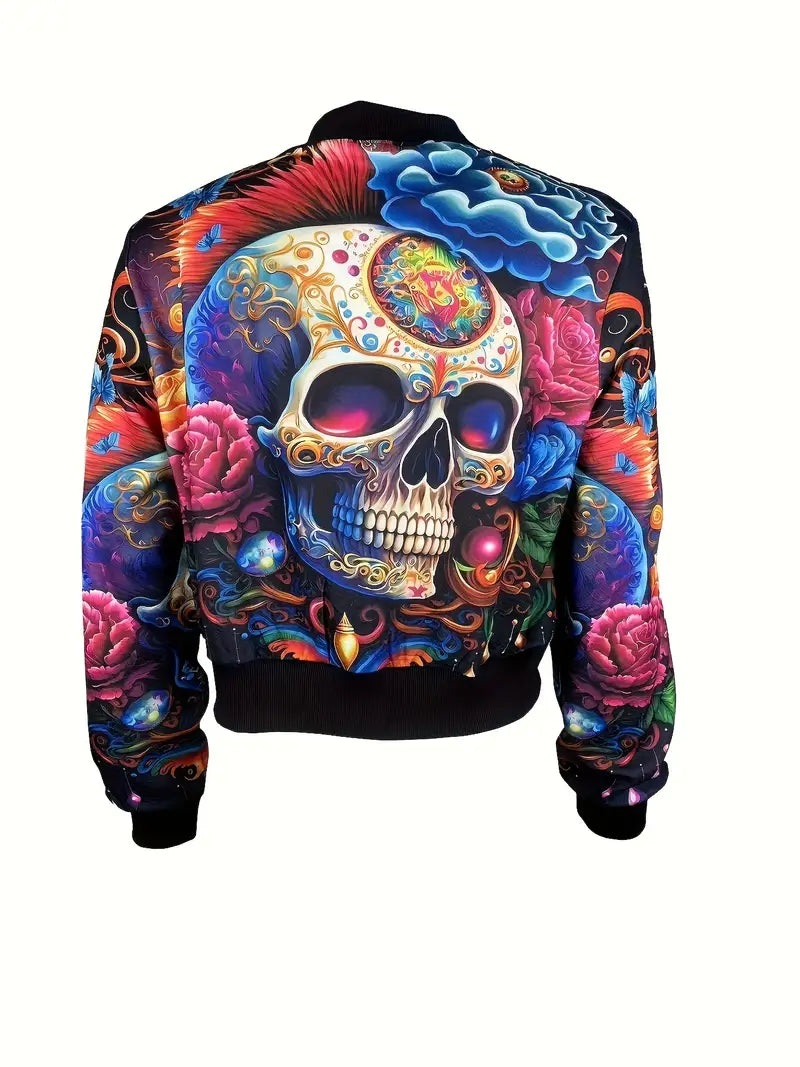 Floral Skull Zip Up Jacket