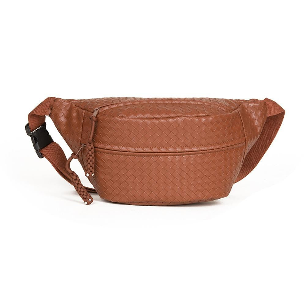 Woven Vegan Leather Cross Body Bag With Adjustable Buckle Strap - 3 Color Options!
