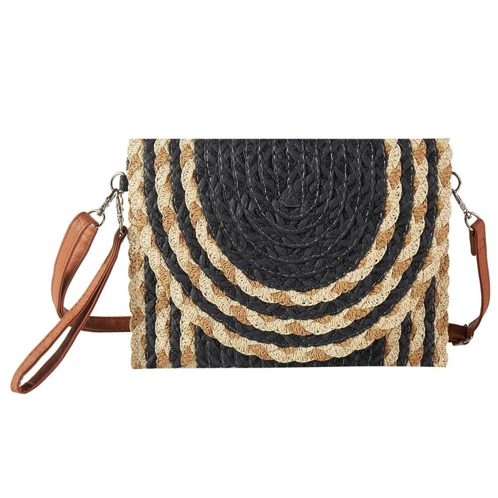 Woven Straw Clutch Cross Body Bag