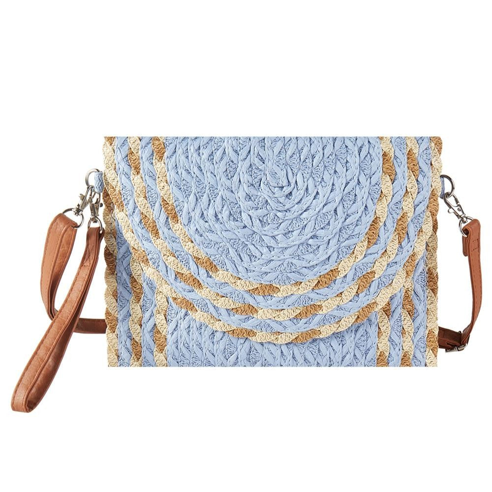 Woven Straw Clutch Cross Body Bag