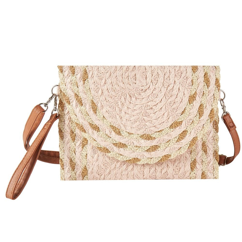 Woven Straw Clutch Cross Body Bag