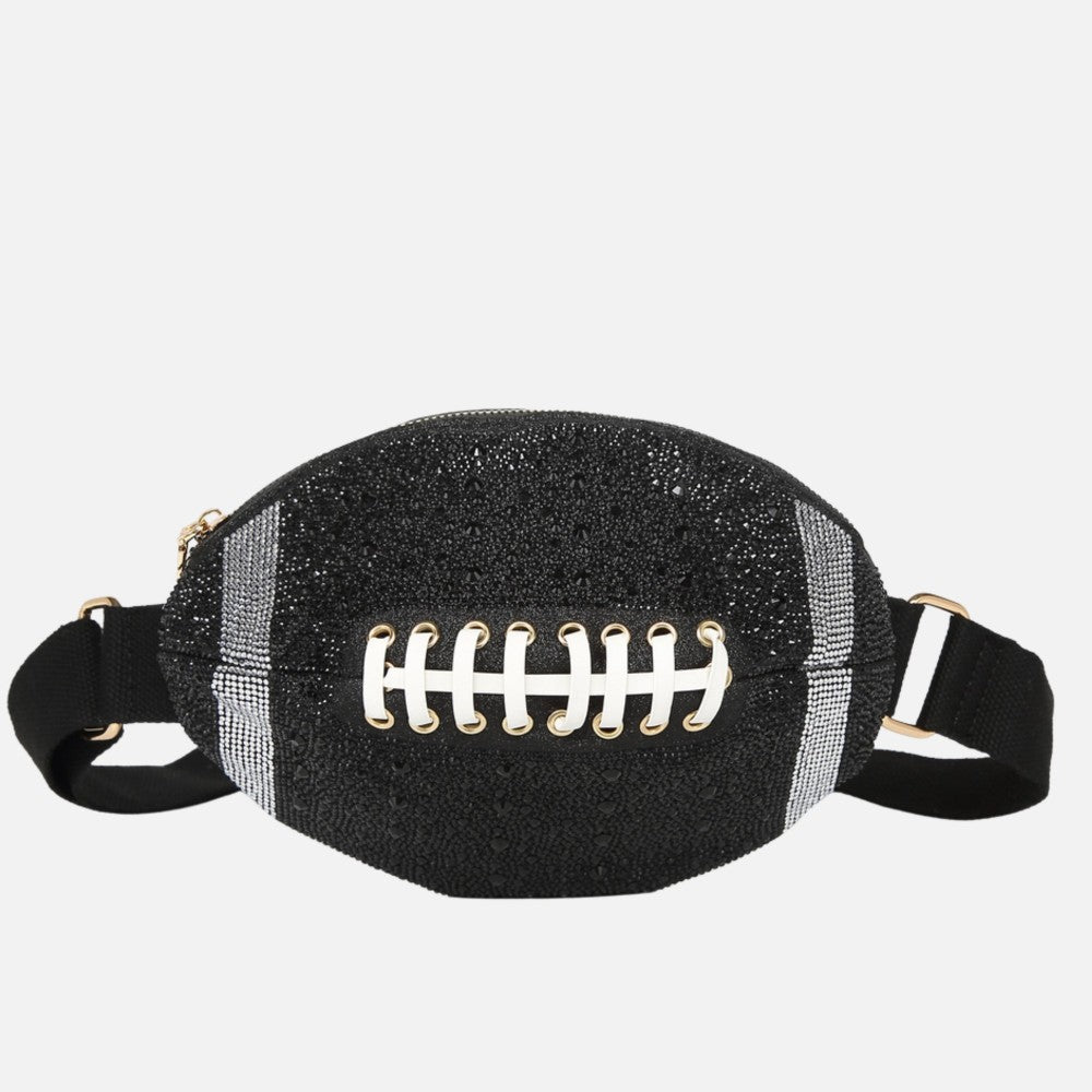 Rhinestone & Glitter Football Crossbody Bag