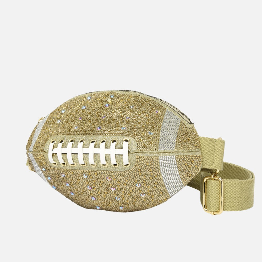 Rhinestone & Glitter Football Crossbody Bag