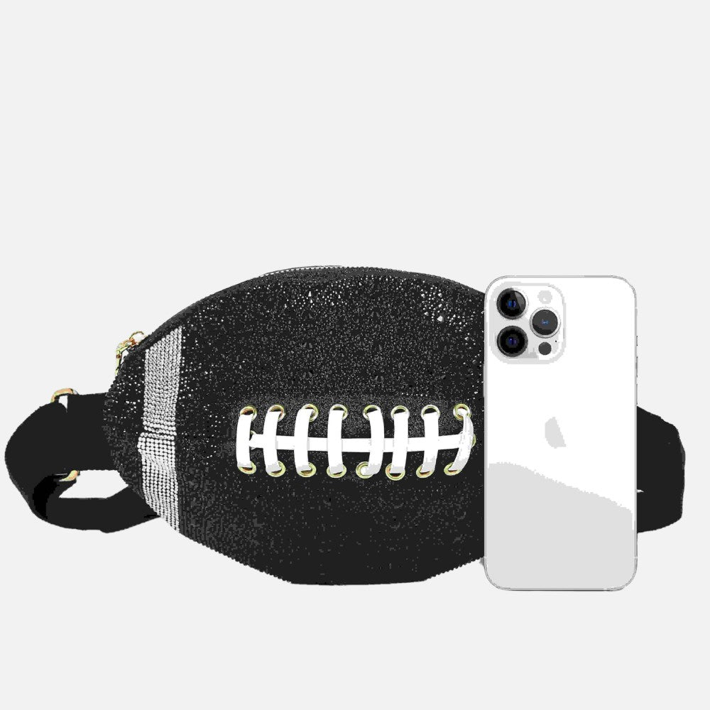 Rhinestone & Glitter Football Crossbody Bag