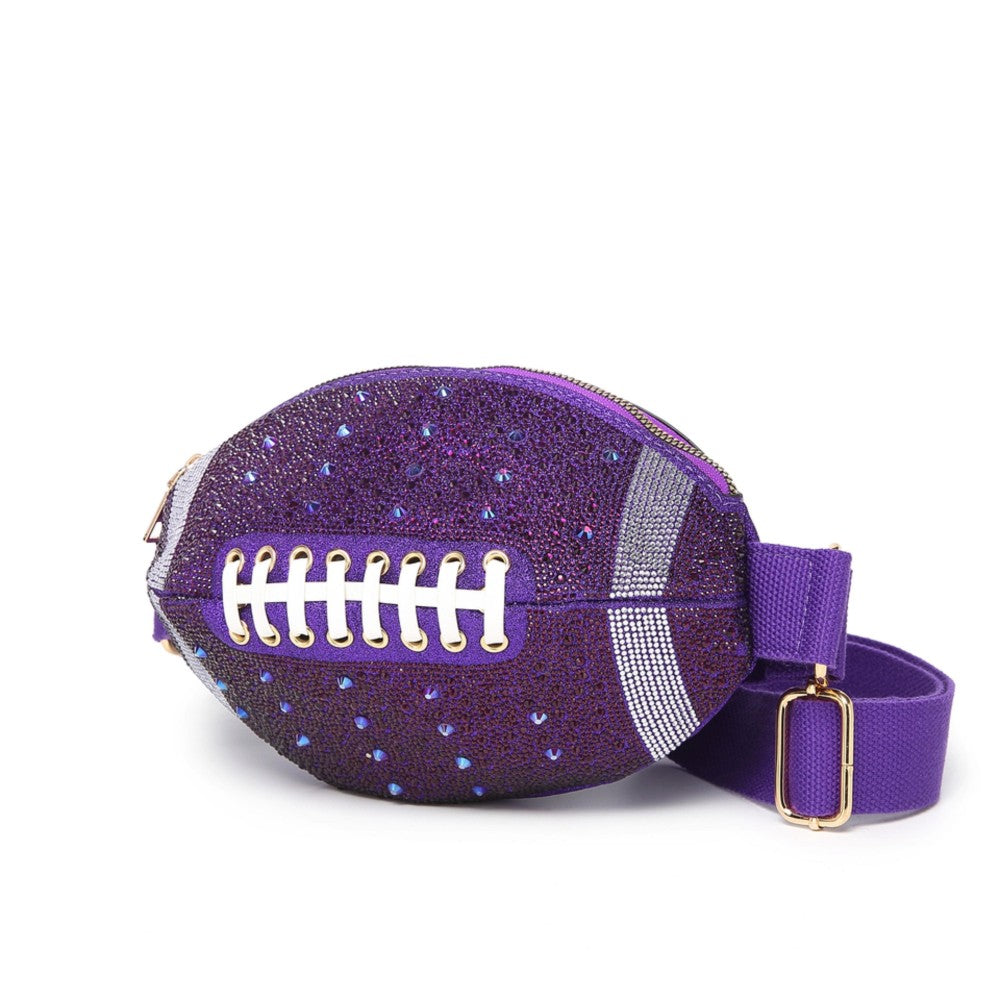 Rhinestone & Glitter Football Crossbody Bag