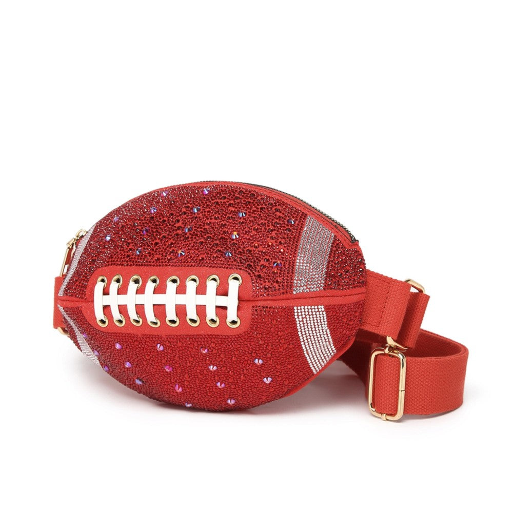 Rhinestone & Glitter Football Crossbody Bag