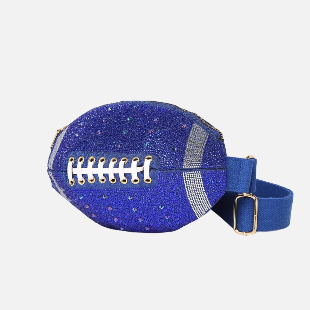 Rhinestone & Glitter Football Crossbody Bag