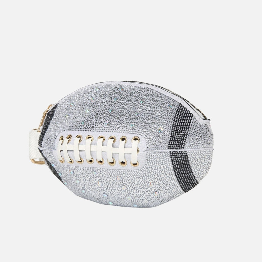 Rhinestone & Glitter Football Crossbody Bag