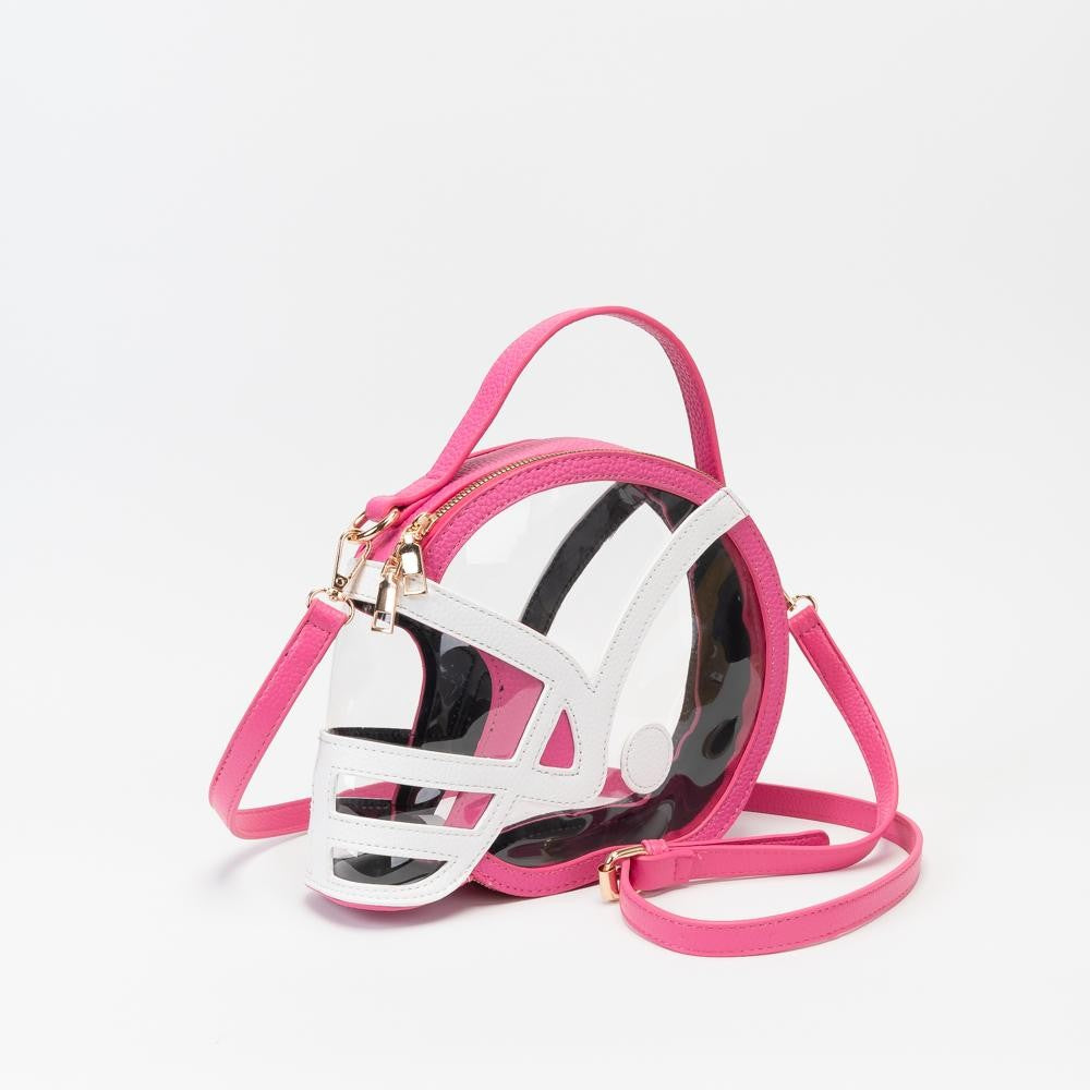 Clear Football Helmet Tote Bag With Vegan Leather Trim