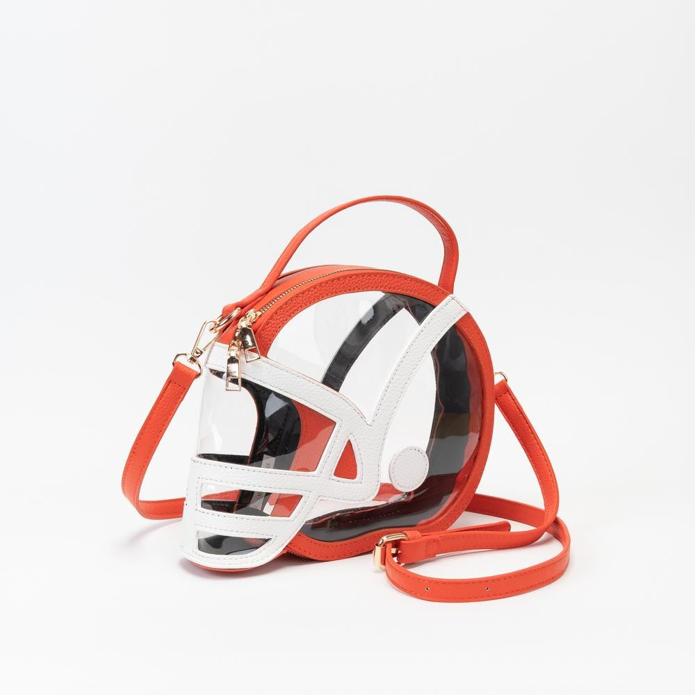 Clear Football Helmet Tote Bag With Vegan Leather Trim
