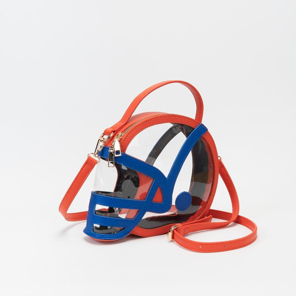 Clear Football Helmet Tote Bag With Vegan Leather Trim