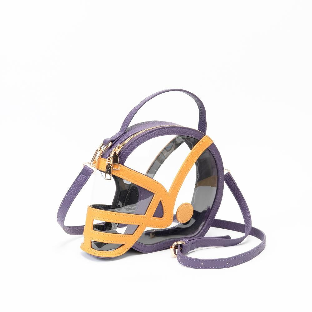 Clear Football Helmet Tote Bag With Vegan Leather Trim
