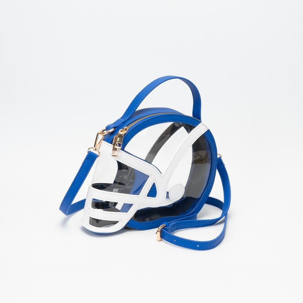 Clear Football Helmet Tote Bag With Vegan Leather Trim
