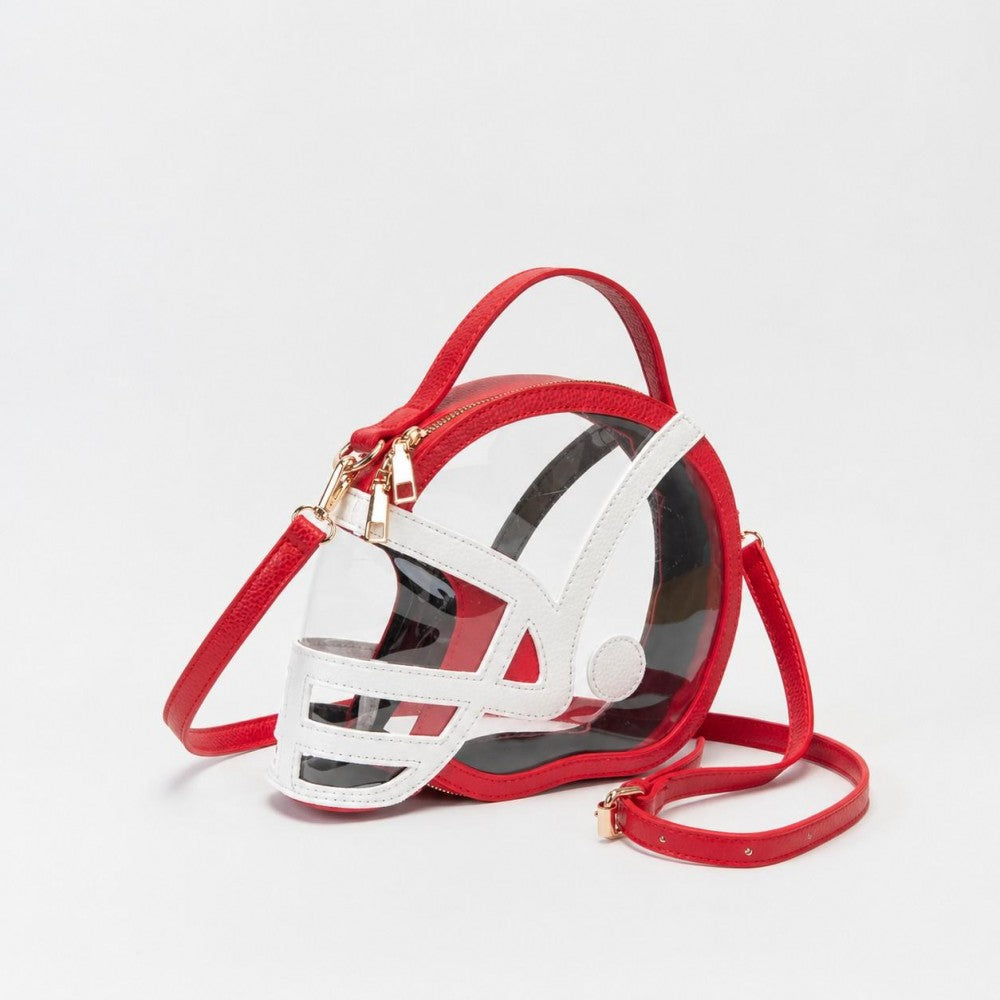 Clear Football Helmet Tote Bag With Vegan Leather Trim