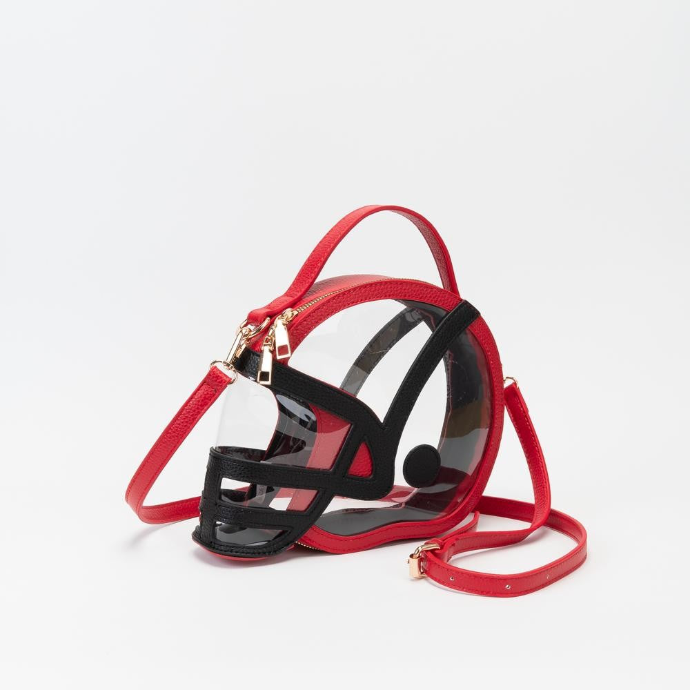 Clear Football Helmet Tote Bag With Vegan Leather Trim