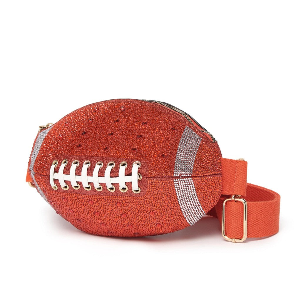 Rhinestone & Glitter Football Crossbody Bag