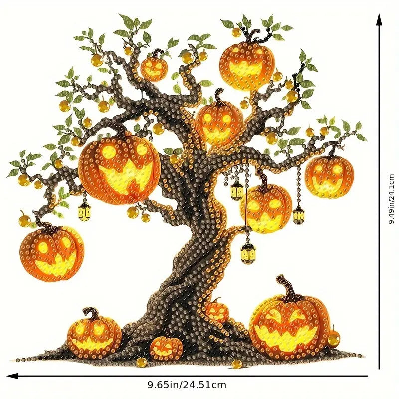 Pumpkin Tree Standing Diamond Art