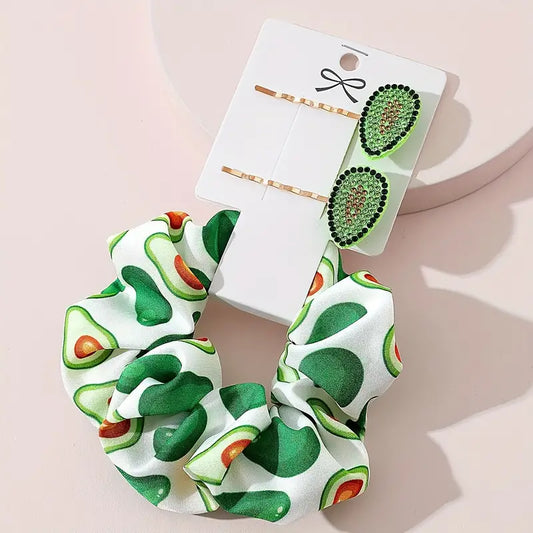 Avocado Scrunchie & Hair Pin Set