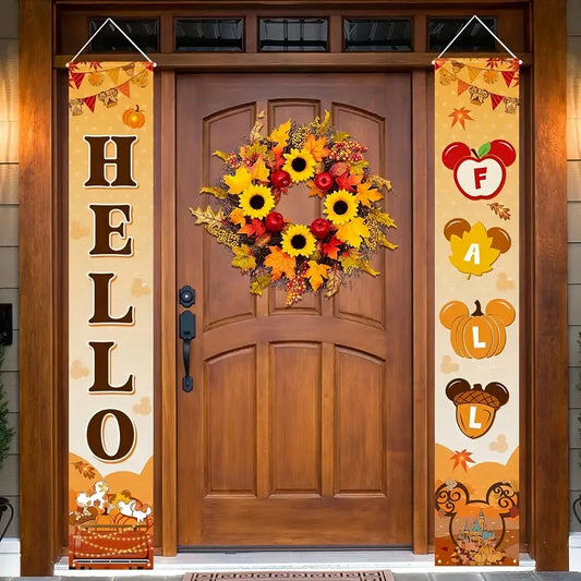 Hello Fall Mouse Door Banners