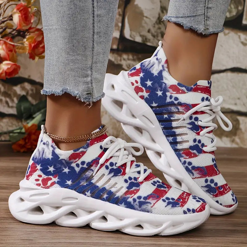 Paw Print Patriotic Sneakers