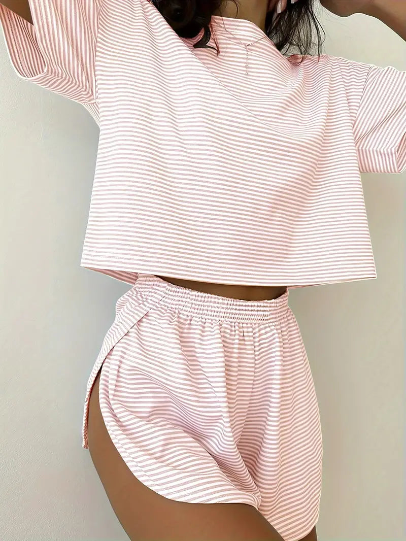 Striped Shorts Lounge Set - 3 Color Options!