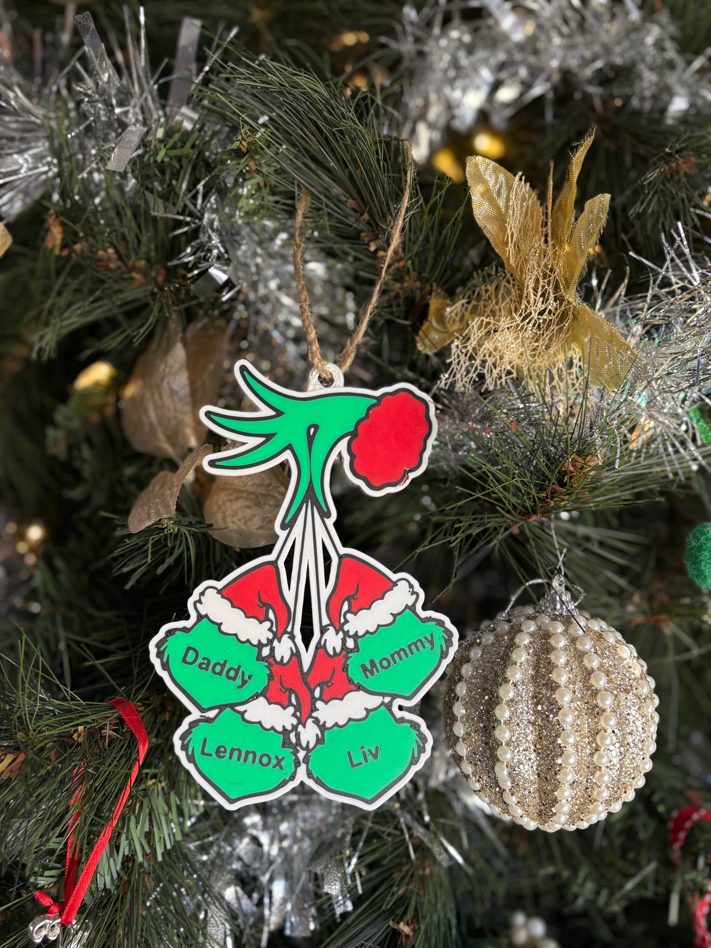 Made by Mike: CUSTOM Mean One Head Ornament - up to 10 names!