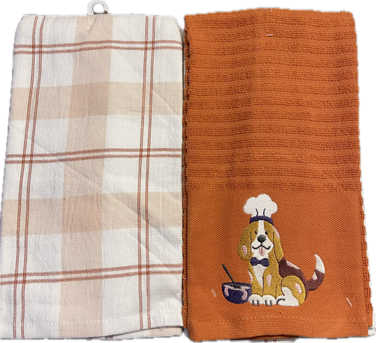 Set of 2 Dish Towels - Chef Dog