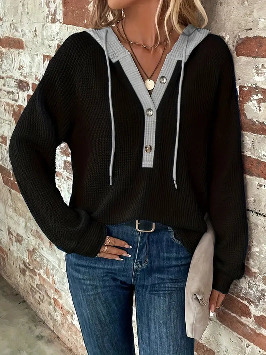 Knitted Black and Gray Hoodie