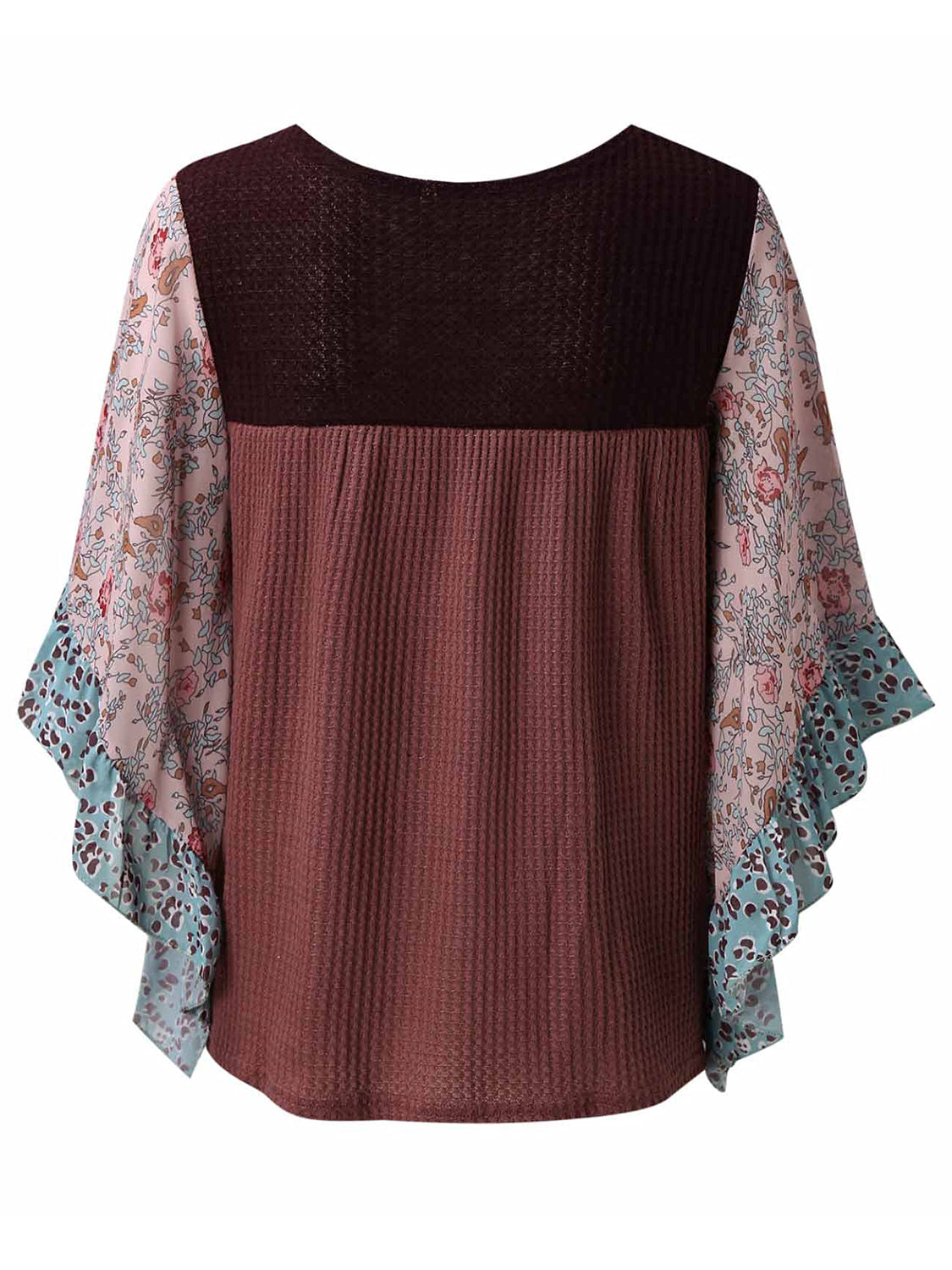 8 Color Options! Full Size Printed Round Neck Three-Quarter Sleeve Blouse