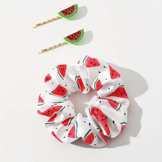 Watermelon Scrunchie & Hair Pin Set