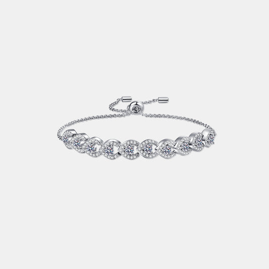 1 Carat Moissanite 925 Sterling Silver Slider Bracelet