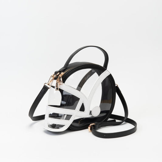 Clear Football Helmet Tote Bag With Vegan Leather Trim