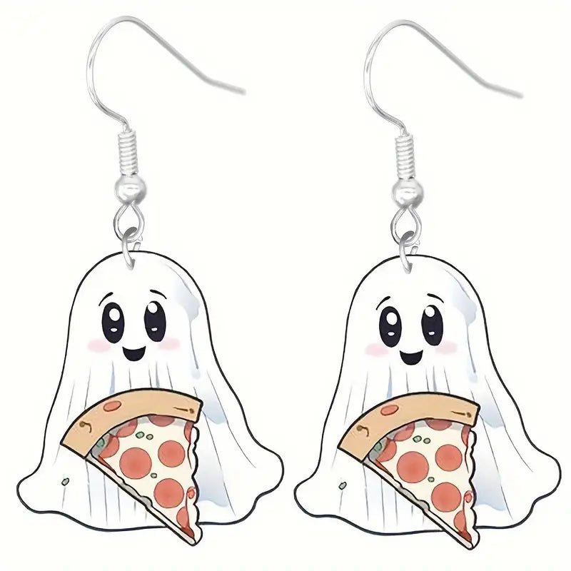 Ghost Pizza Earrings