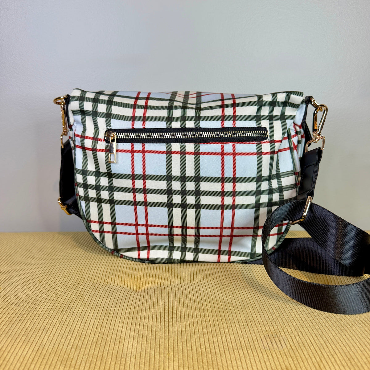 The Roni Nylon Crossbody - Plaid Blue