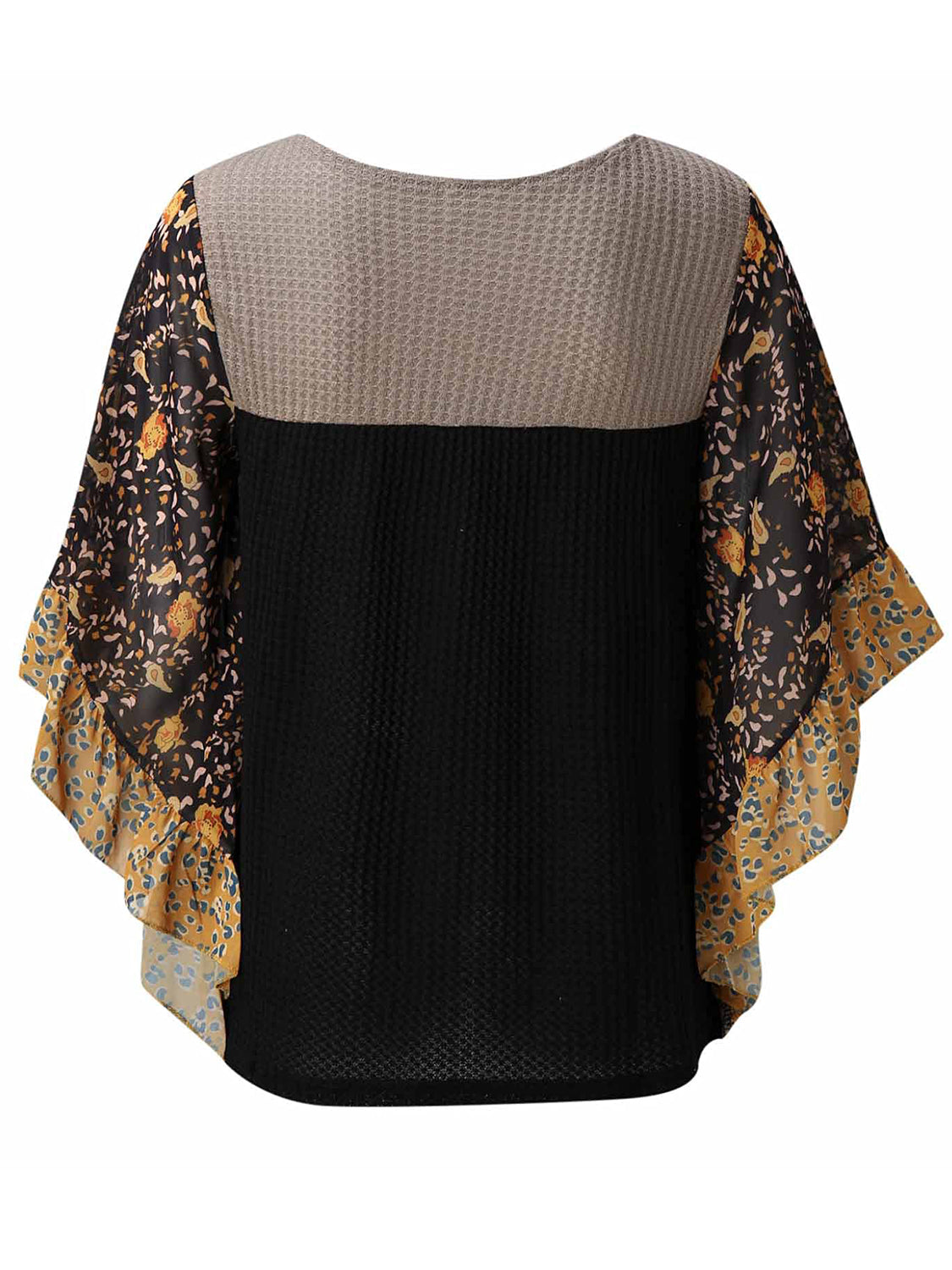 8 Color Options! Full Size Printed Round Neck Three-Quarter Sleeve Blouse