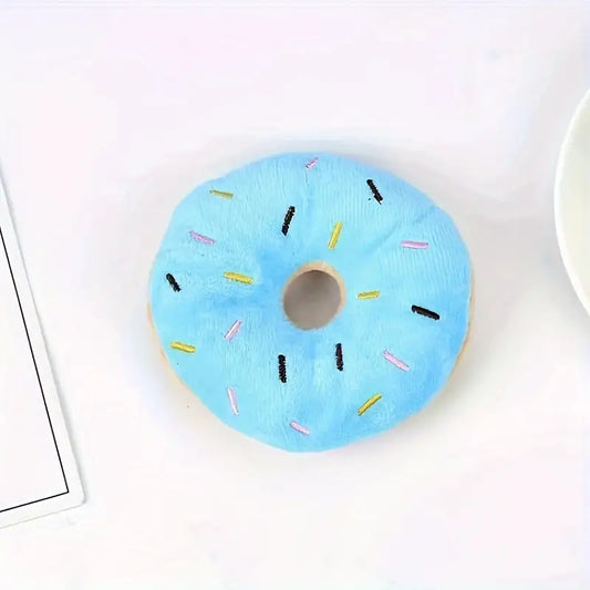 Blue Plush Donut Dog Toy