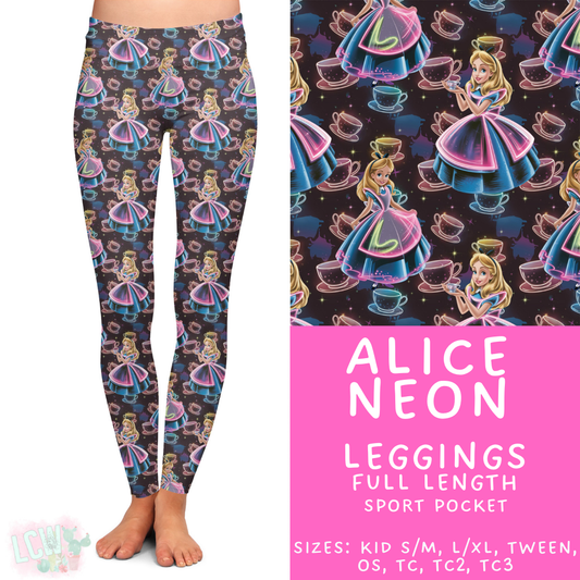 Neon Alice  Leggings Adults & Kids - PREORDER Batch #487 - ETA Mid-April