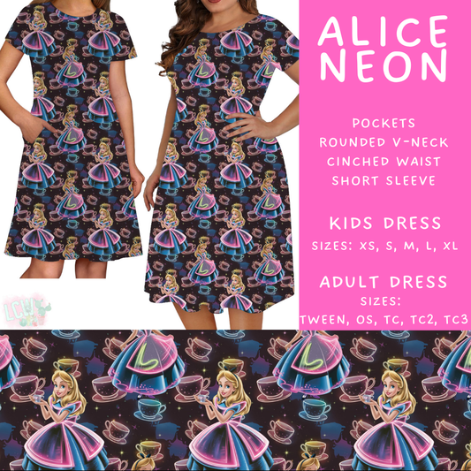 Alice Neon Adult & Kids Dress - PREORDER Batch #487 - ETA Mid-April