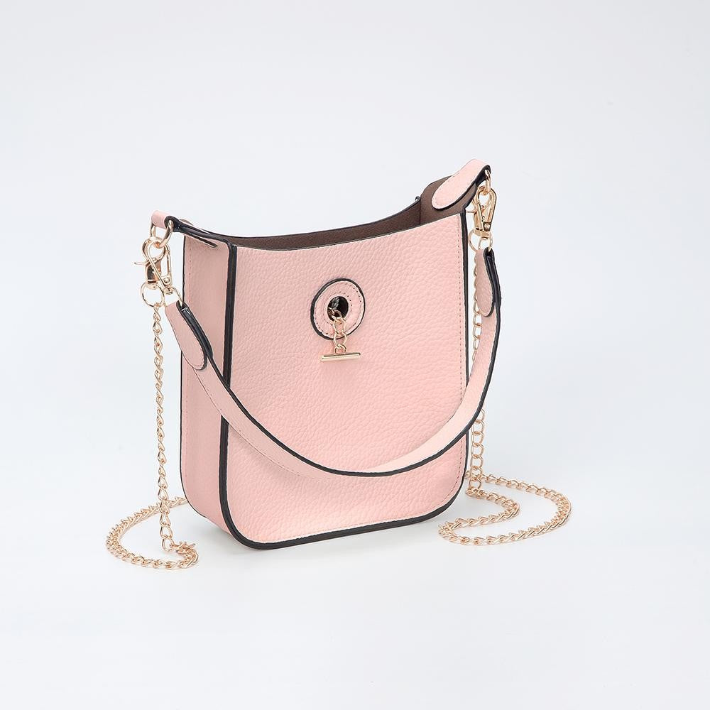 Vegan Leather Rectangular Tote Bag With Toggle Clasp
